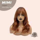 JBEXTENSION 16 Inches Scalpiana 3.5X4 Hard Silky Top Natural Scalp Effect Copper Body Wave Wig With Bangs Wig MIMI SILK TOP COPPER