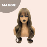 JBEXTENSION 26 Inches Light Brown Curly Wig With Bangs MAGGIE