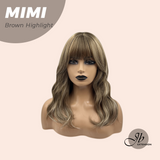 JBEXTENSION 18 Inches Brown with Highlight Body Wave With Bangs Wig MIMI BROWN HIGHLIGHT