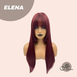 JBEXTENSION 22 Inches Straight Red Hime Cut Wig With Bangs ELENA