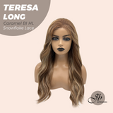 JBEXTENSION 22 Inches Long Caramel Blonde Highlight Pre-Cut Snowflake Lace Frontlace Glueless Wig TERESA LONG CARAMEL BLONDE HIGHLIGHT【PERMATEASE】【BENDY EAR TABS】