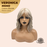 JBEXTENSION VERONICA MONO CREAM BLONDE Monofilament Handmade Wig 6X5 Full Monofilament Hand Tied Top Wig 12 Inches Cream Blonde Wave Mono Lace Wig With Anti-slip Silicone Strips Glueless Wig VERONICA MONO CREAM BLONDE【BENDY EAR TABS】