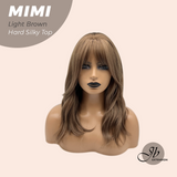 JBEXTENSION 16 Inches Scalpiana 3.5X4 Hard Silky Top Natural Scalp Effect Light Brown Body Wave Wig With Bangs Wig MIMI SILK TOP LIGHT BROWN