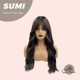 JBEXTENSION 24 Inches Scalpiana Wave Midnight Brown( Black/Brown) 3.5X4 Hard Silky Top Natural Scalp Effect Wig With Curtain Bang SUMI