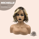 JBEXTENSION 10 Inches Hazelnut Blonde Highlight Pre-Cut Side Part Snowflake Lace Frontlace Glueless Wig MICHELLE HAZELNUT【BENDY EAR TABS】