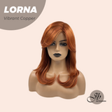 HOT OF SEASON - 18 Inches Vibrant Copper Curly Women Fashion Full Machine Wig With Bangs LORNA VIBRANT COPPER【PLUS PERMATEASE】【BENDY EAR TABS】
