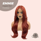 JBEXTENSION Peluca rizada de 26 pulgadas para mujer, color rojo cobrizo, peluca frontal precortada, EMMIE COPPER RED