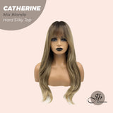 JBEXTENSION 25 Inches Scalpiana Mix Blonde 3.5X4 Hard Silky Top Natural Scalp Effect Wig With Bangs CATHERINE MIX BLONDE