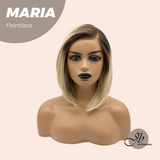JBEXTENSION 12 Inches Blonde With Dark Root Pre-Cut Side Part Frontlace Glueless Wig MARIA