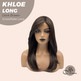JBEXTENSION 18 Inches Dark Brown Pre-Cut Snowflake Lace Frontlace Glueless Wig KHLOE LONG DARK BROWN【PERMATEASE】【BENDY EAR TABS】