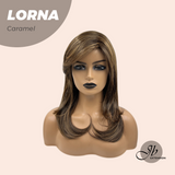 HOT OF SEASON -18 Inches Caramel Curly Women Fashion Full Machine Wig With Bangs LORNA CARAMEL【PLUS PERMATEASE】【BENDY EAR TABS】