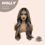 JBEXTENSION 24 Inches Brown With Highlight Wave Pre-Cut Free Part Frontlace Glueless Wig HOLLY