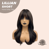 JBEXTENSION 22 Inches Scalpiana Tea Black Darkest Brown Curly 3.5X4 Hard Silky Top Natural Scalp Effect Wig LILLIAN SILKY TOP SHORT