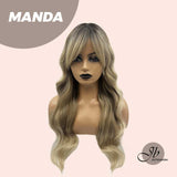 JBEXTENSION 26 Inches Mix Blonde With Dark Root Body Wave With Bangs MANDA