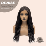 JBEXTENSION 24 Inches Natural Black Wave Pre-Cut Snowflake Lace Frontlace Glueless Wig DENISE NATURAL BLACK【PERMATEASE】【BENDY EAR TABS】