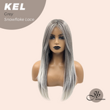 JBEXTENSION 22 Inches Grey Pre-Cut Snowflake Lace Frontlace Glueless Wig KEL GREY【PERMATEASE】【BENDY EAR TABS】