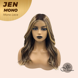 HOT OF SEASON -JBEXTENSION JEN MONO Monofilament Handmade Wig 6X5 Full Monofilament Hand Tied Top Wig 18 Inches Hazelnut Blonde Highlight Mono Lace Wig With Anti-slip Silicone Strips Glueless Wig JEN MONO【BENDY EAR TABS】