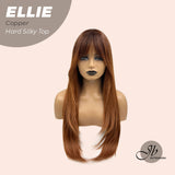 JBEXTENSION 26 Inches Scalpiana Copper Wolf Cut 3.5X4 Hard Silky Top Natural Scalp Effect Wig With Bangs ELLIE COPPER Silk Top