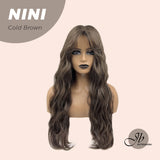 JBEXTENSION 24 Inches Cold Brown Body Wave Wig With Cute Bangs NINI