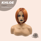 HOT OF SEASON - 12 Inches Bob Cut Copper Pre-Cut Snowflake Lace Frontlace Glueless Wig KHLOE COPPER【PERMATEASE】【BENDY EAR TABS】