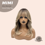 JBEXTENSION 16 Inches Scalpiana 3.5X4 Hard Silky Top Natural Scalp Effect Mix Blonde Body Wave Wig With Bangs Wig MIMI SILK TOP MIX BLONDE