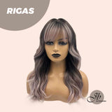 JBEXTENSION 20 Inches Shatush Purple Body Wave Wig With Bangs RIGAS