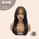 JBEXTENSION 22 Inches Dark Brown Pre-Cut Free Part Frontlace Glueless Wig EVIE DARK BROWN