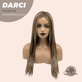 JBEXTENSION 25 Inches Hazelnut Blonde Highlight Pre-Cut Snowflake Lace Frontlace Glueless Wig DARCI HAZELNUT【PERMATEASE】【BENDY EAR TABS】