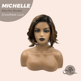 JBEXTENSION 10 Inches Mocha Brown Pre-Cut Side Part Snowflake Lace Frontlace Glueless Wig MICHELLE MOCHA BROWN【BENDY EAR TABS】