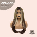 JBEXTENSION 26 Inches Wolf Cut Brown With Highlight Frontlace Glueless Wig JULIANA DARK BROWN
