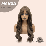 JBEXTENSION 26 Inches Long Cold Brown Body Wave with Bangs MANDA COLD BROWN