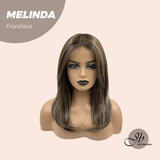 Nichole's Selection - 18 Inches Brown With Highlight Pre-Cut Frontlace Glueless Side Part Wig MELINDA