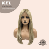 JBEXTENSION 22 Inches Mix Blonde Pre-Cut Snowflake Lace Frontlace Glueless Wig KEL MIX BLONDE【PERMATEASE】【BENDY EAR TABS】- M/L