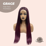 JBEXTENSION 30 Inches Dark Red Extra Long Straight Lace Front Wig.Pre Plucked 6*14 HD Transparent Lace Frontal Glueless Wig GRACE