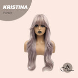 JBEXTENSION 25 Inches Grey Purple Curly Wig With Full Bangs KRISTINA PURPLE