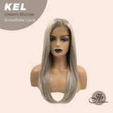 JBEXTENSION 22 Inches Cream Blonde Pre-Cut Snowflake Lace Frontlace Glueless Wig KEL CREAM BLONDE【PERMATEASE】【BENDY EAR TABS】