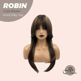 JBEXTENSION 22 Inches Scalpiana Cold Brown Wolf Cut 3.5X4 Hard Silky Top Natural Scalp Effect Wig ROBIN COLD BROWN