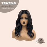 JBEXTENSION 18 Inches Natural Black Pre-Cut Snowflake Lace Frontlace Glueless Wig TERESA NATURAL BLACK【PERMATEASE】【BENDY EAR TABS】