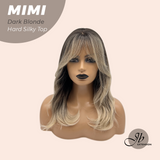 JBEXTENSION 16 Inches Scalpiana 3.5X4 Hard Silky Top Natural Scalp Effect Dark Blonde Body Wave Wig With Bangs Wig MIMI SILK TOP DARK BLONDE