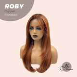 JBEXTENSION 22 Inches Copper Medium Length Women Pre-Cut Frontlace Glueless Wig ROBY COPPER