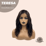 JBEXTENSION 18 Inches Dark Brown Pre-Cut Snowflake Lace Frontlace Glueless Wig TERESA【PERMATEASE】【BENDY EAR TABS】-S/M