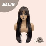 JBEXTENSION 26 Inches Tea Black Darkest Brown Wolf Cut Wig With Bangs ELLIE