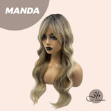 JBEXTENSION 26 Inches Mix Blonde With Dark Root Body Wave With Bangs MANDA