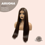 Nichole's Selection - 28 Inches Brown Straight 13X3.5 Free Part Pre-Cut Frontlace Glueless Wig ARUONA BROWN