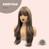 JBEXTENSION 25 Inches Brown Curly Wig With Full Bangs KRISTINA BROWN