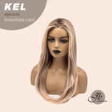 JBEXTENSION 22 Inches Apricot Pre-Cut Snowflake Lace Frontlace Glueless Wig KEL APRICOT【PERMATEASE】【BENDY EAR TABS】- M/L