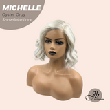 JBEXTENSION 10 Inches Oyster Gray Pre-Cut Side Part Snowflake Lace Frontlace Glueless Wig MICHELLE OYSTER GRAY【BENDY EAR TABS】