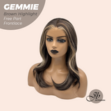 JBEXTENSION 20 Inches Brown Highlight Pre-Cut Free Part Frontlace Glueless Wig GEMMIE BROWN HIGHLIGHT