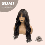 JBEXTENSION 24 Inches Scalpiana Wave Midnight Brown( Black/Brown) 3.5X4 Hard Silky Top Natural Scalp Effect Wig With Curtain Bang SUMI