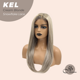 JBEXTENSION 22 Inches Cream Blonde Pre-Cut Snowflake Lace Frontlace Glueless Wig KEL CREAM BLONDE【PERMATEASE】【BENDY EAR TABS】